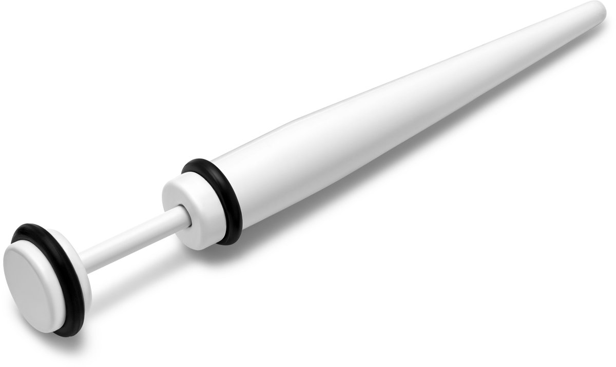 Satago | 6 mm Witte Roestvrijstalen Fake Taper Oorbel