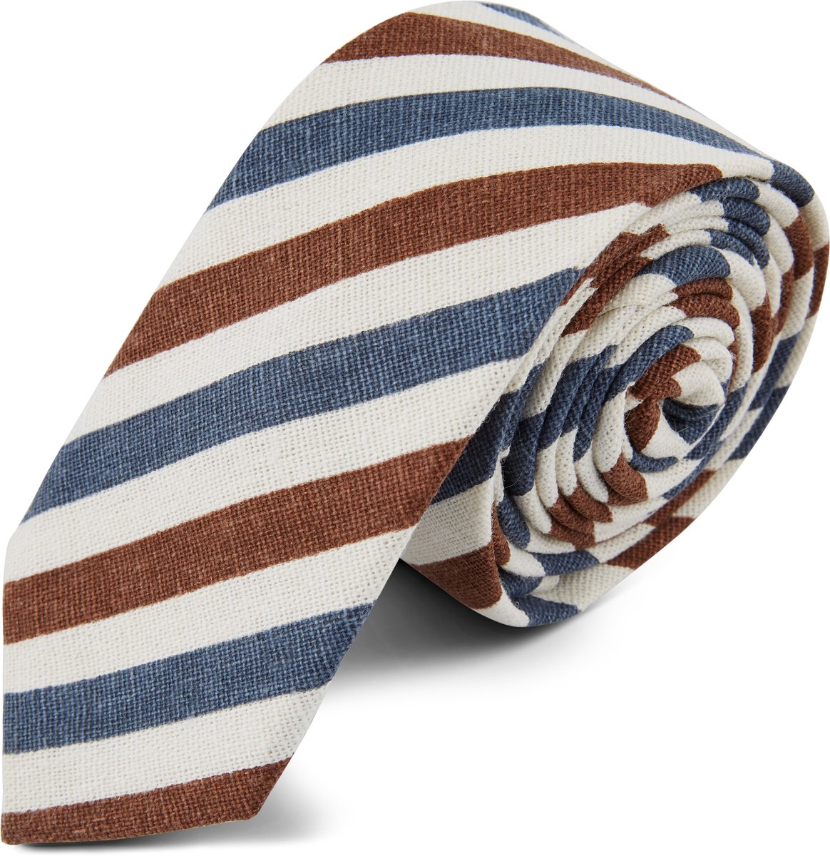 Blauw & Bruin Gestreepte Stropdas