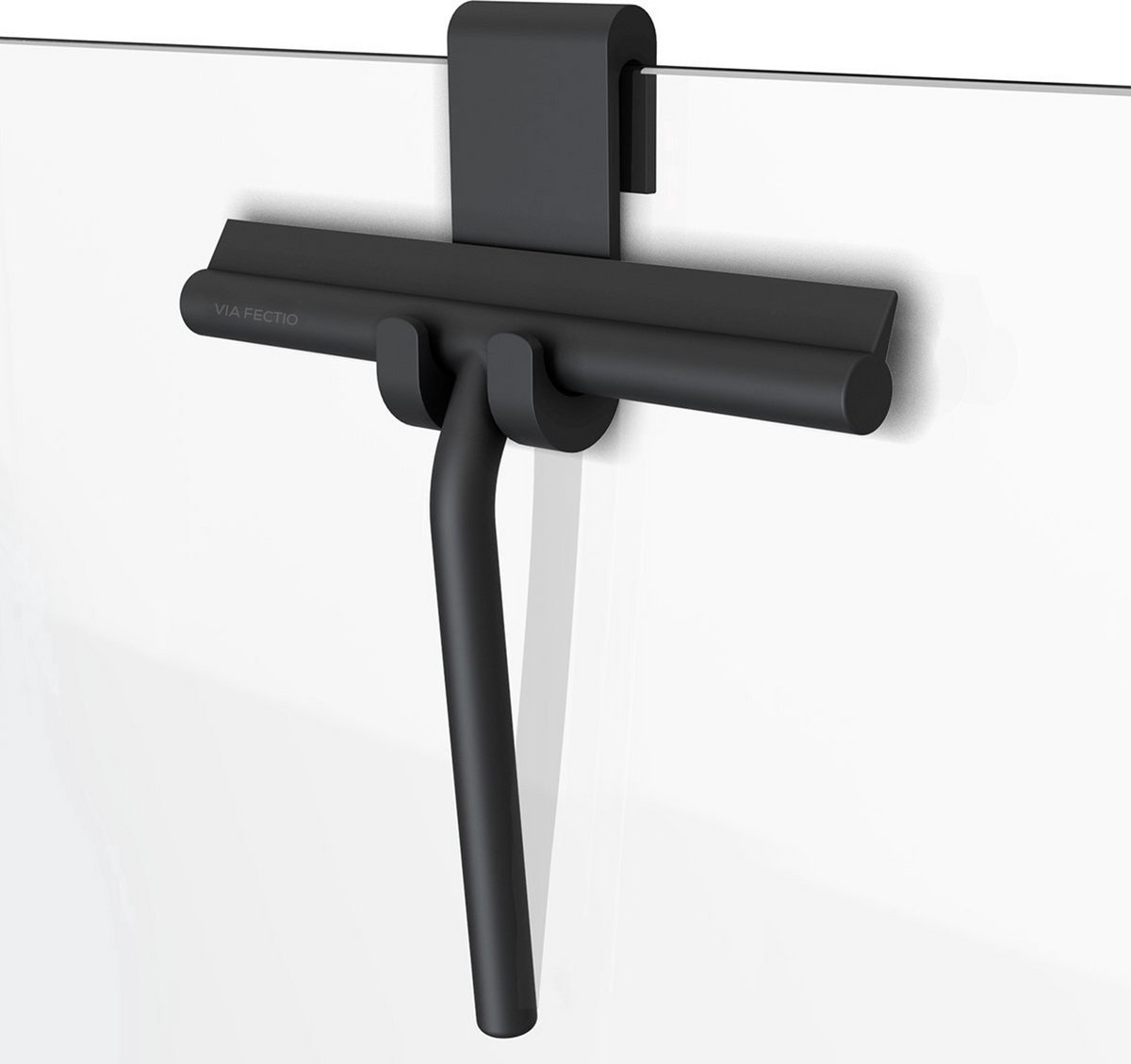 Via Fectio® Douchewisser Zwart - Raamwisser - Siliconen Douche Trekker - Zwart - Siliconen - Inclusief Flexibele Glashaak