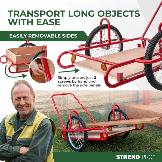 Bolderkar - Handwagen - Tuin transport - Houten mand 18mm - 90x63x25 cm van Merkloos — afbeelding 5