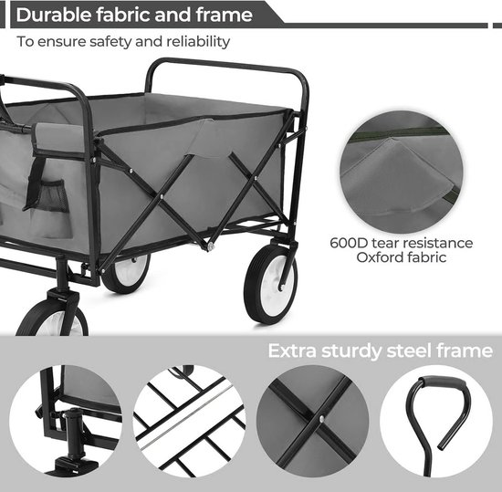 Bolderkar - Handwagen Opvouwbaar - Outdoor Transport - All-Terrain Wielen - 98L 80KG van Merkloos — afbeelding 5