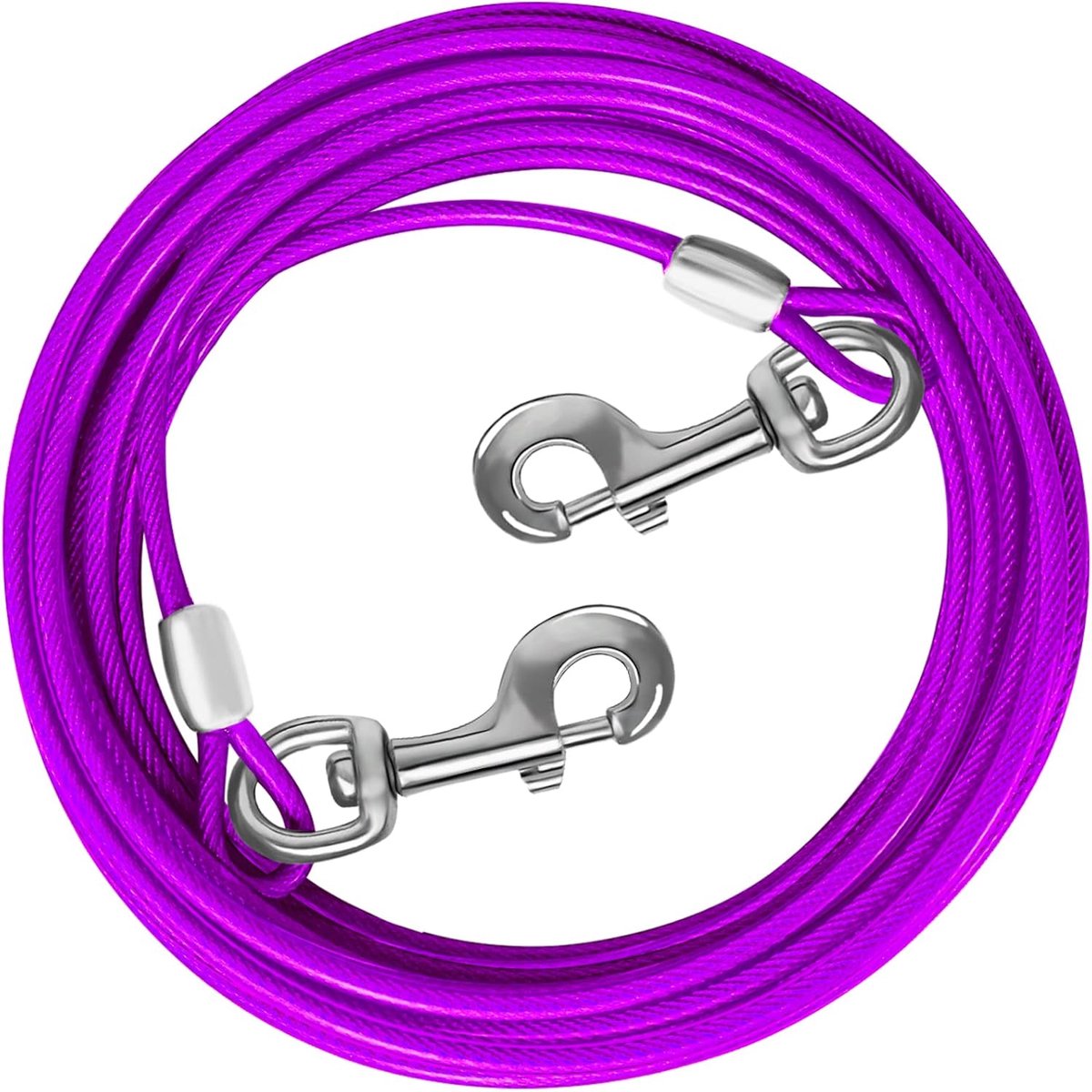 Hondenuitbindkabel - Hondenloper Staaldraad - Buiten Veilig - Extra Sterke Clips - Tot 30 FT - Paars