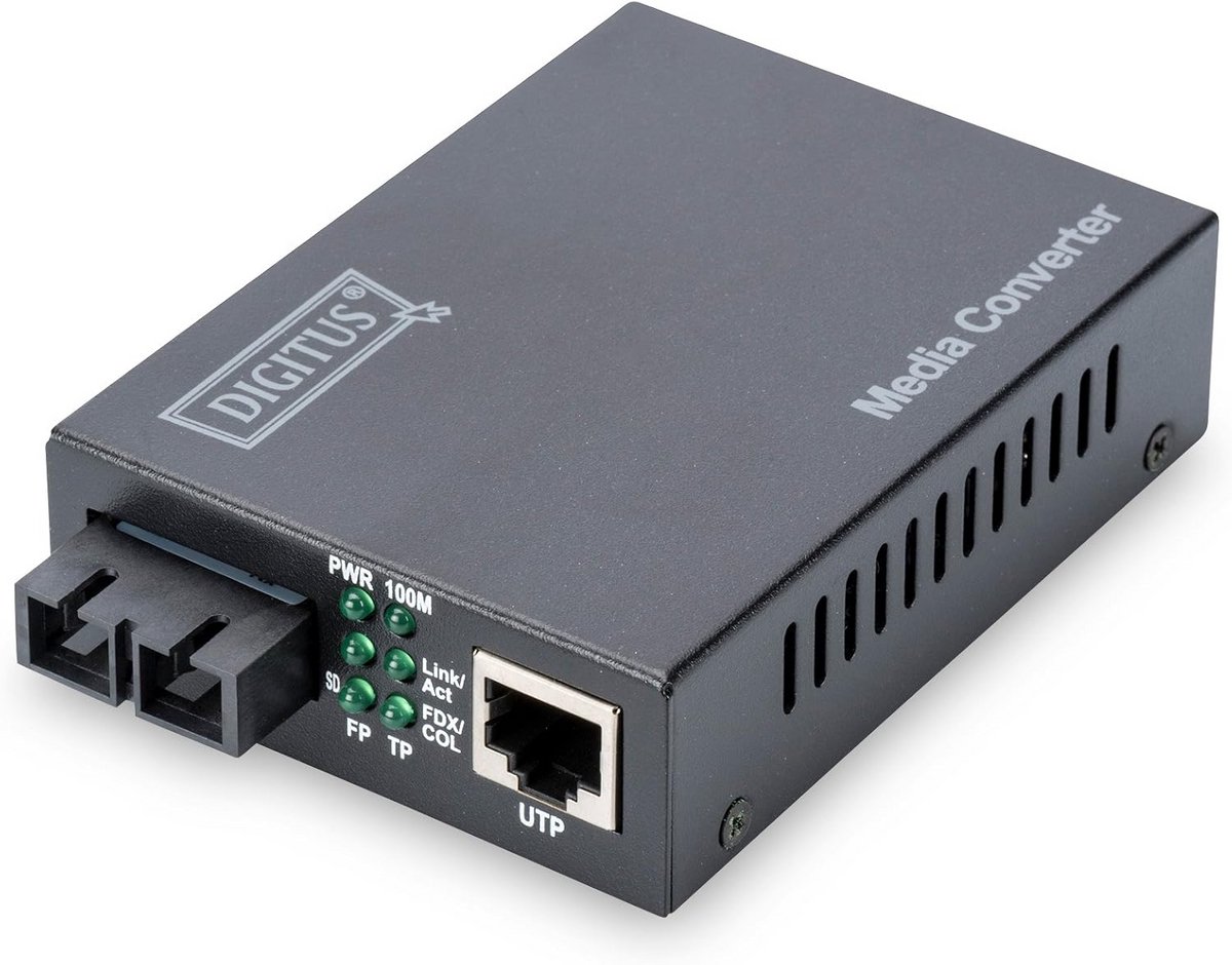 Media Converter - Ethernet Glasvezel - Signaal Migratie - Tot Twintig Kilometer - RJ45 SC Duplex - Zwart