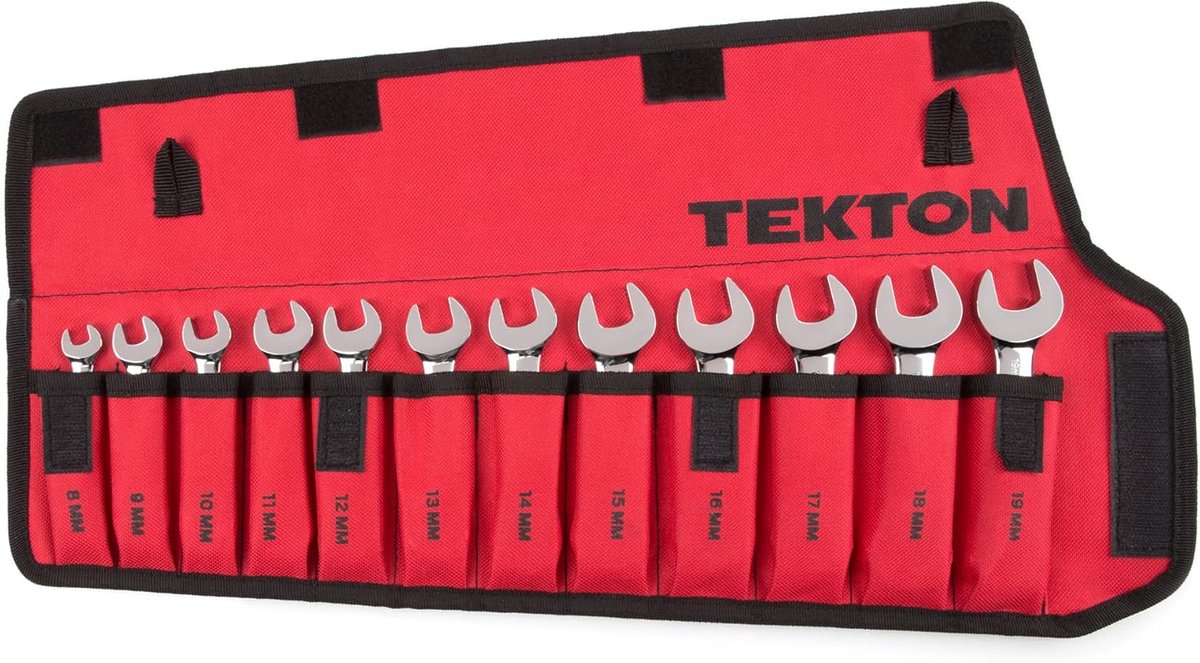 Ring Steeksleutelset 12 Delig 8 19 mm Met Oprolbare Opbergtas Metrisch