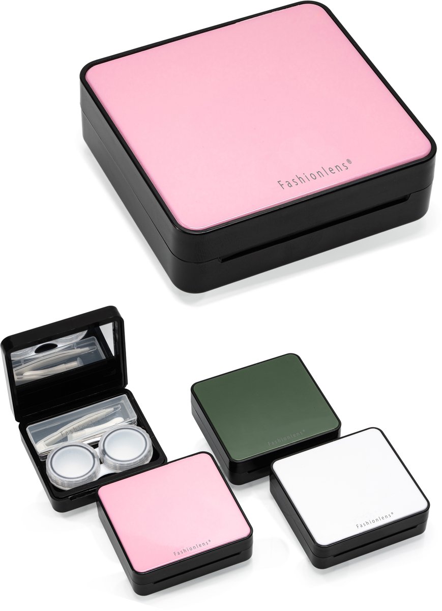 Fashionlens® Lenzendoosje Deluxe Roze - Compleet 4-delig setje