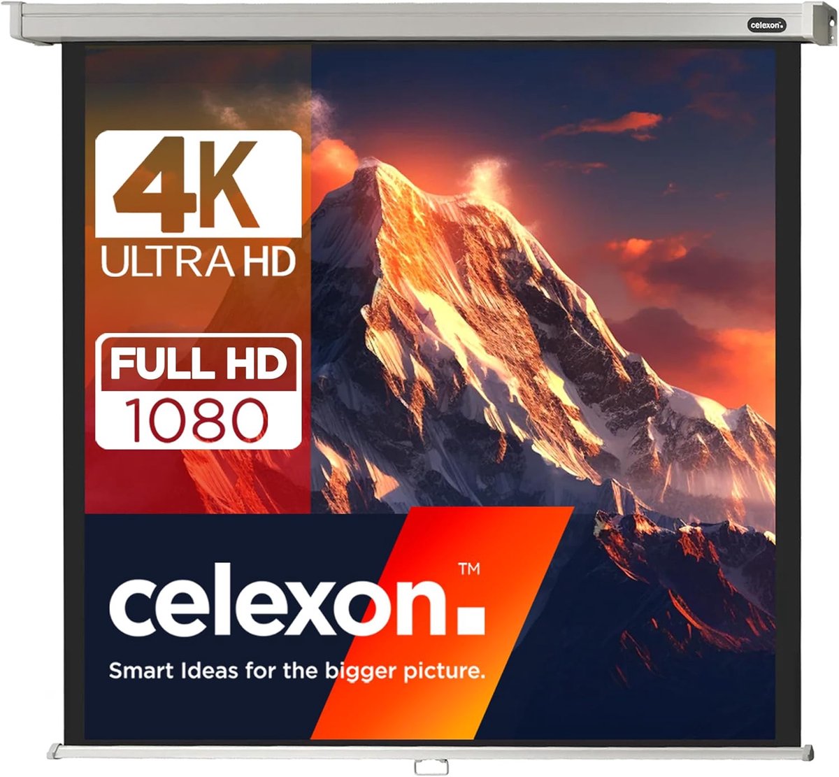 Projectiescherm Rolbaar - Home Cinema Scherm - Presentaties Films - 4K Full HD - 220 x 220 cm - Wit