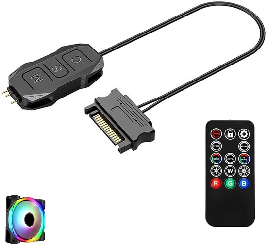 UpHere ARGB/PWM Controller – 5V 3-pins – Met Draadloze Afstandsbediening – Voor Ventilatoren En RGB-LEDs – Magnetische Bevestiging
