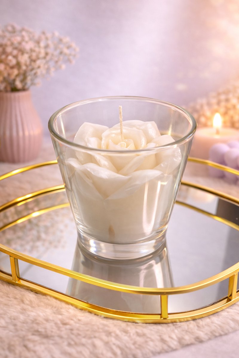 Luxe Rozenkaars – Wit! ​ | Viva Femme | Kaarsen | Decoratie | Cadeau