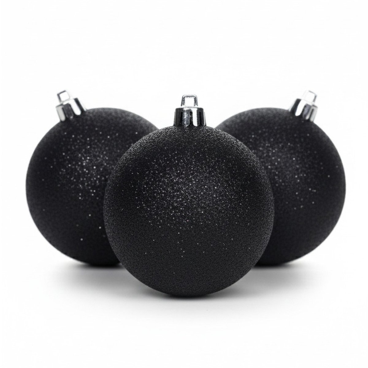 Cosy&Trendy Kerstballen Ø 8 cm - Zwart glitter - Set-6