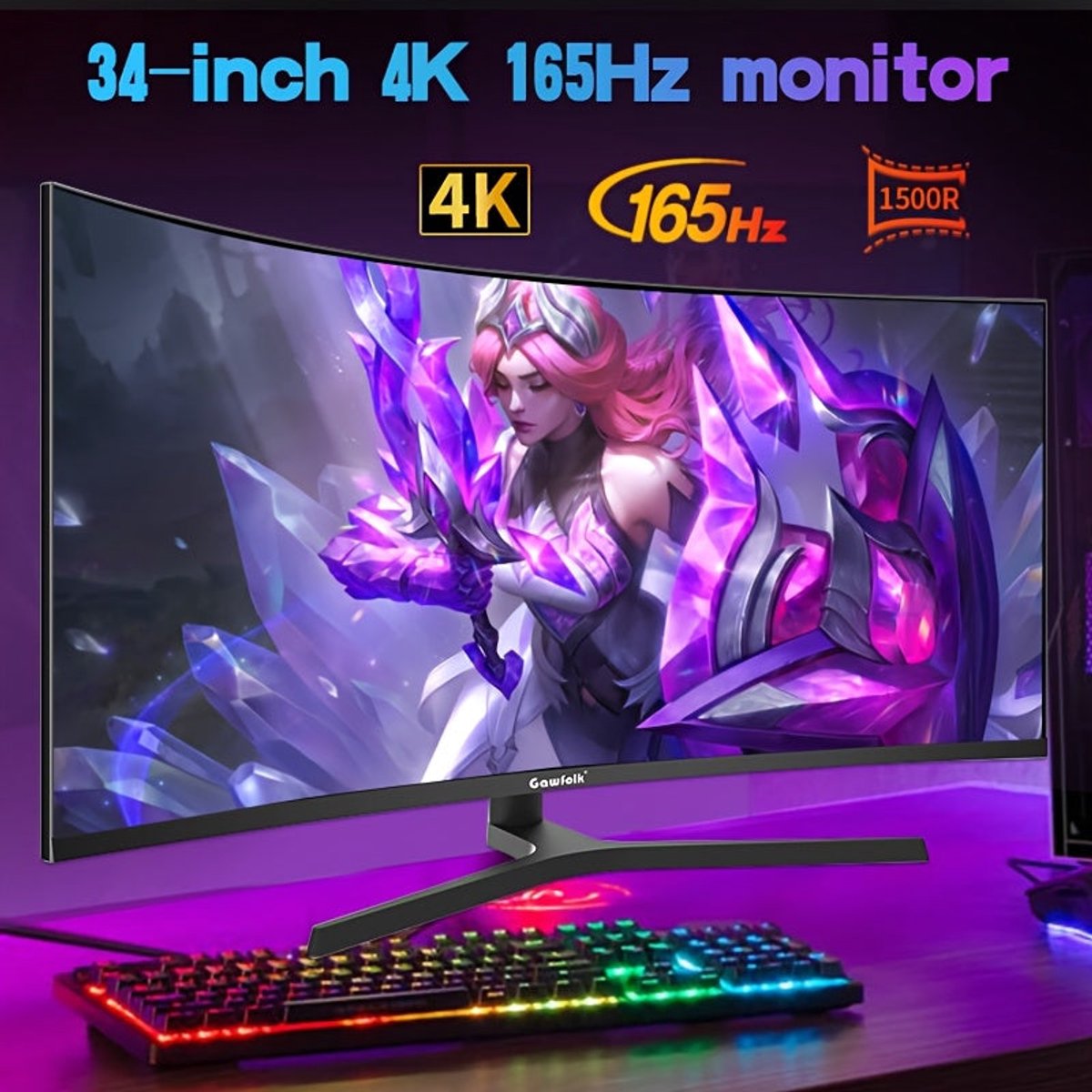 Ultrascherpe Monitor – Curved Scherm – Ultrawide Display – Gaming Monitor – Kantoor Monitor – 34 Inch – UWQHD 3440x1440 – 165Hz Verversingssnelheid