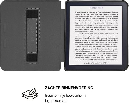 Lunso Geschikt voor Kobo Libra Colour hoesje (7 inch) - Vegan Saffiano Leren Sleep Cover - Burgundy van Merkloos — afbeelding 2