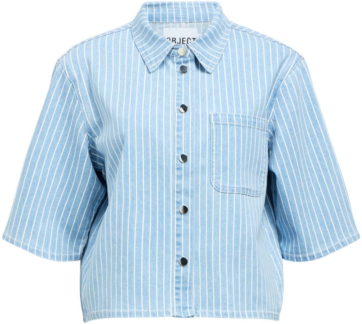 Object Objsanni 2/4 Re Denim Shirt Dames - Jurken - Lichtblauw - Maat 36