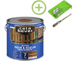 Cetabever - Cetabever Pakket Meesterbeits Deur & Kozijn Transparant Glans - Donker Eiken - 2,5l + R Kwast Lazuur S914 12 + Beitsset 10cm