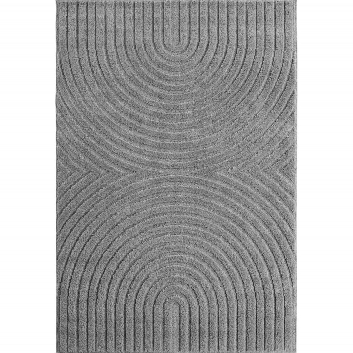Art Vloerkleed – Japandi – Boogpatroon – Modern & Laagpolig – Grijs – 200x290 cm