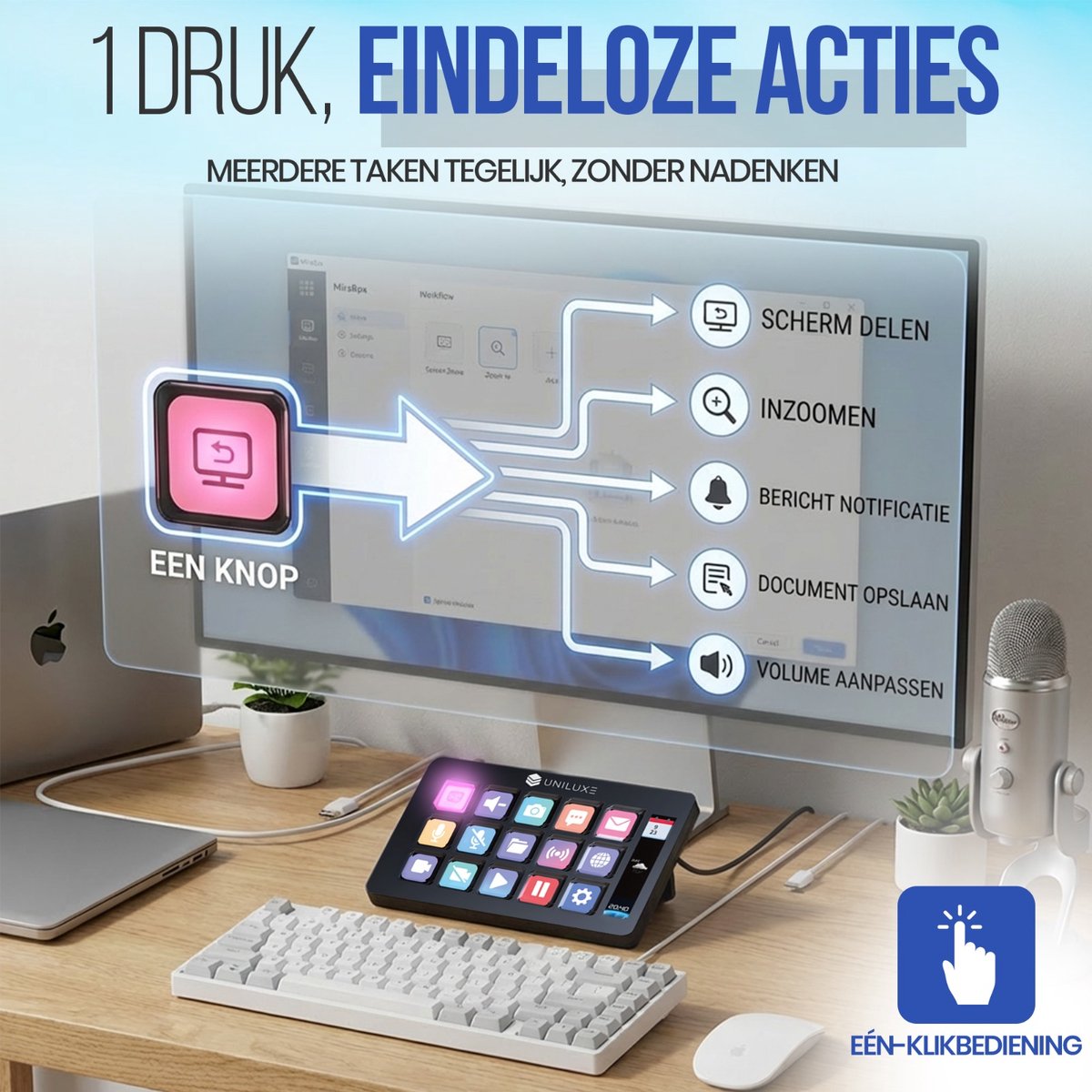 Uniluxe Stream Dock - 15 LCD-toetsen programmeerbare macro keyboard thumbnail 4