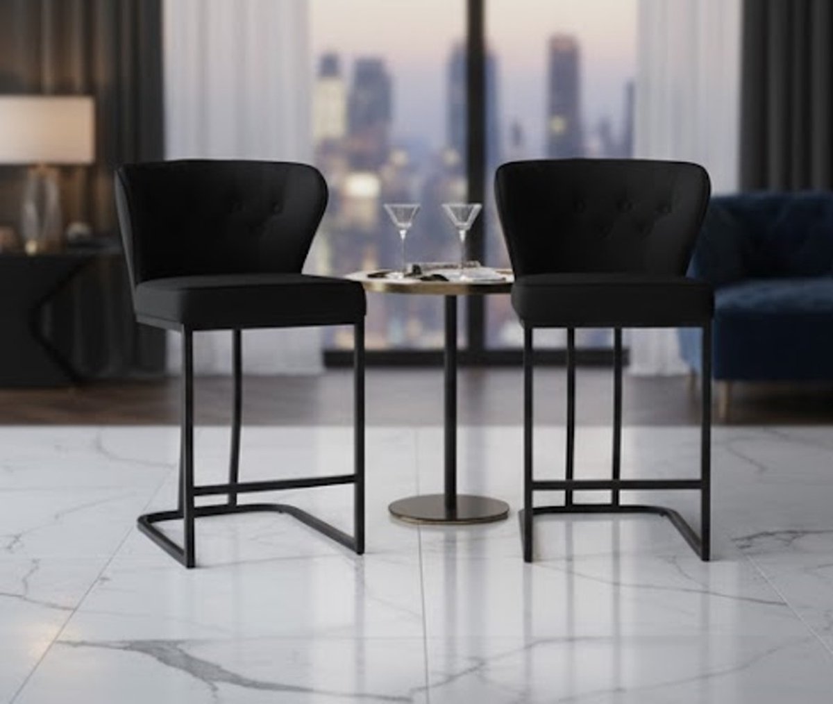 Luxe Verstelbare Fluwelen Barkrukken Set van 2 – Comfortabele Barstoelen met Rugleuning en Voetensteun – Casa Serena