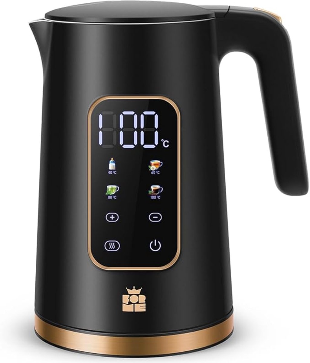 Luxe Waterkoker 1,7L met Temperatuurregeling 40-100°C – Digitale LED Weergave – Warmhoudfunctie – RVS BPA-vri