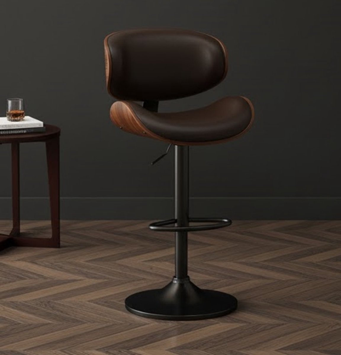 Verstelbare Barkrukken Set van 3 – 360° Draaibaar – PU Lederen Zitting – Mid-Century Modern – Bruin Casa Serena