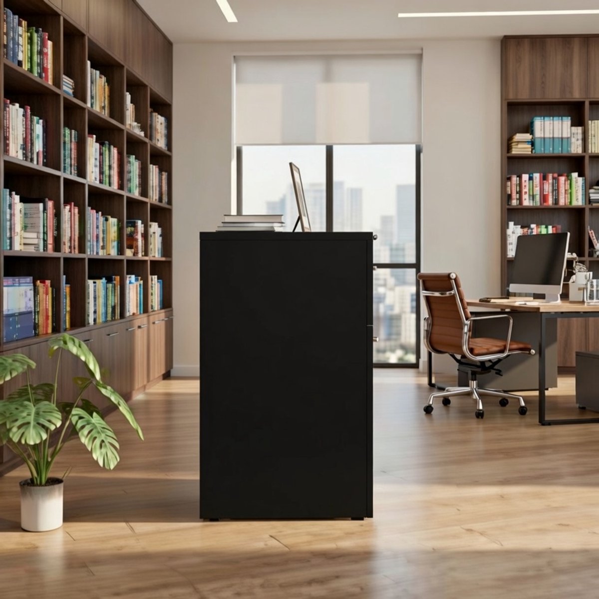 Modern Dressoir Zwart – Multifunctionele Kast met 1 Lade en 2 Deuren, Opbergruimte voor Woonkamer, Slaapkamer of Home Office – 60 x 30 x 75 cm, Houtmateriaal Novihome