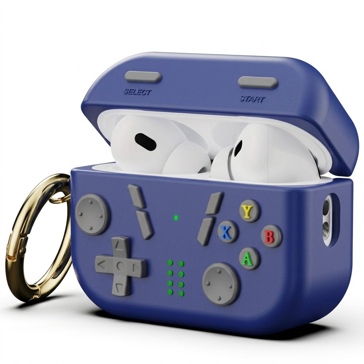 Middernacht blauw cartoon hoesje voor oordopjes dames met game controller design en clip geschikt voor AirPods Pro 2 siliconen hardcase beschermhoes