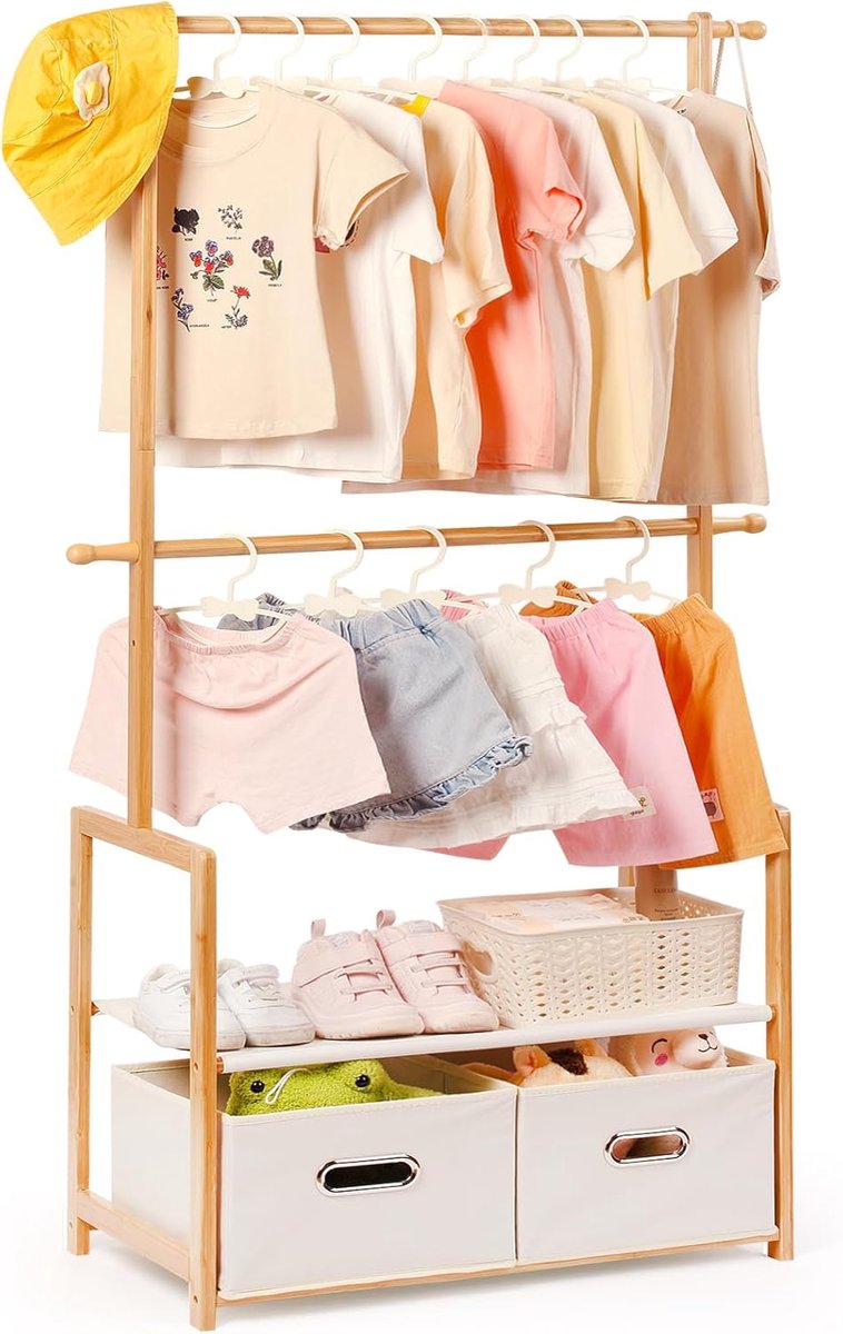 Kledingrek Kind - Kledingrek voor Kinderen - Uniek - Stevige Kwaliteit - Kinderkledingrek - Vrijstaand Kledingrek - Eenvoudige Montage - Kledingrek - Kleding rek - 35 x 74 x 140 cm - van Imperatoris