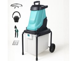 VENTRA® Elektrische Hakselaar - Wood Shredder - 3000W – Voor Takken Tot Ø45mm – 55L Opvangbak - 4500 RPM - Inclusief Snoeischaar & Reservemessen en Veiligheidsbril