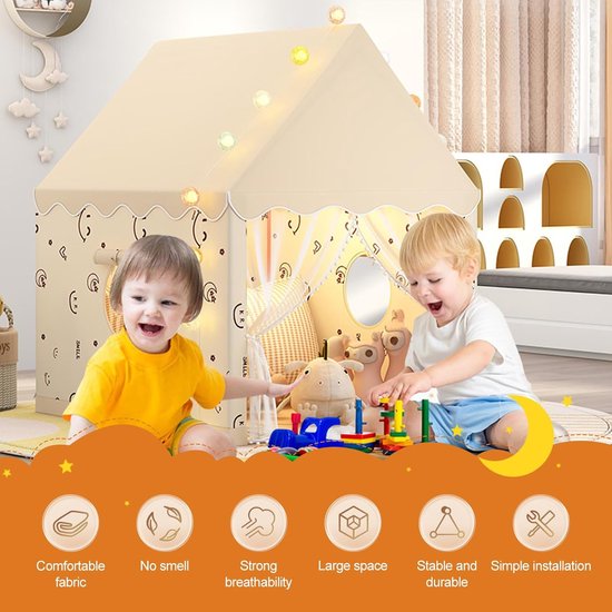 Kindertent Speeltent met Speelmat - Kasteel Speelhuis voor Binnen en Buiten - Speeltent voor Jongens en Meisjes van Merkloos — afbeelding 4