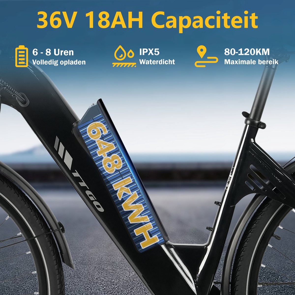 TTGO C3 SE Elektrische Stadsfiets - 250W, 120km bereik thumbnail 8