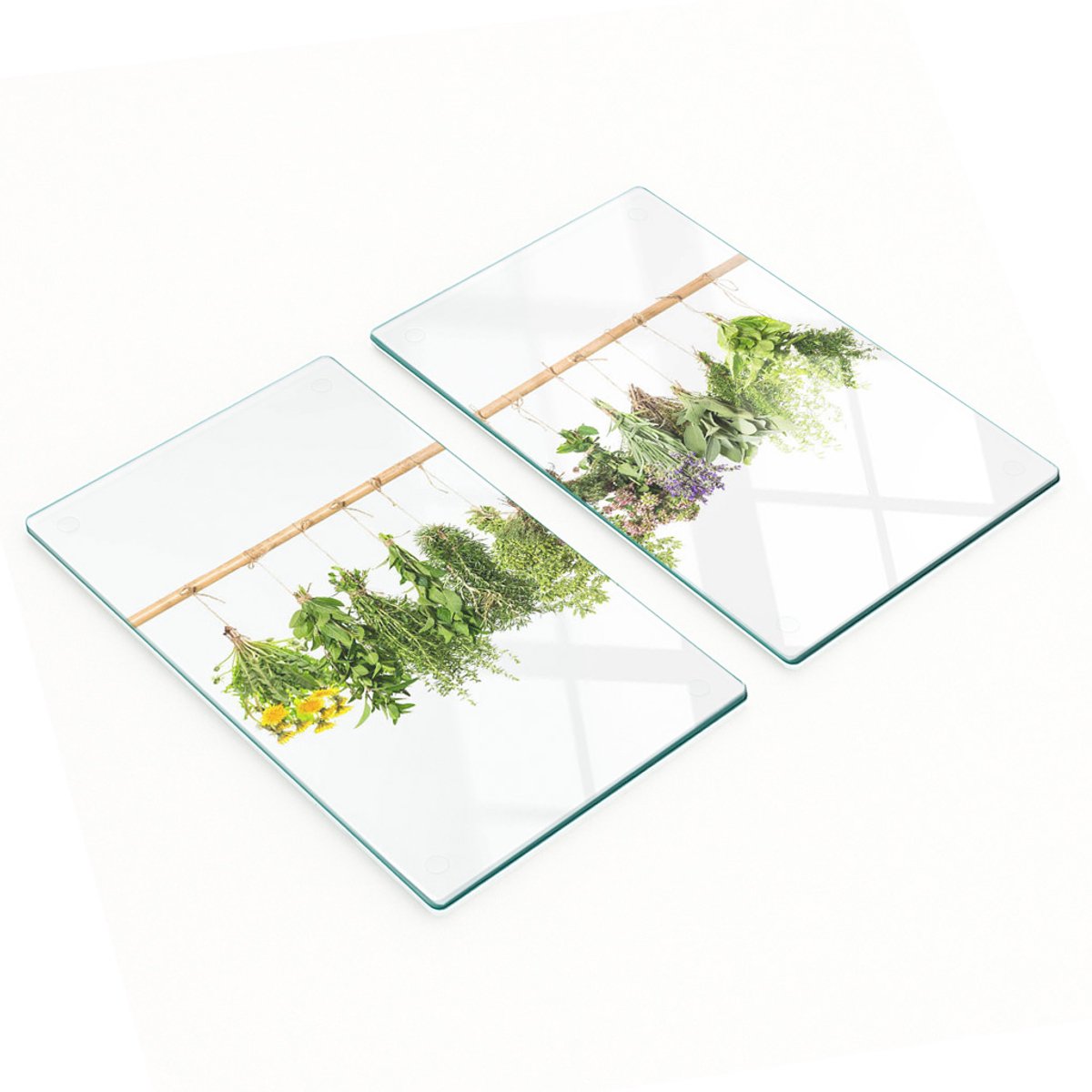 Decoratieve snijplanken van gehard glas met kruidenkoord, 2x30x52 cm
