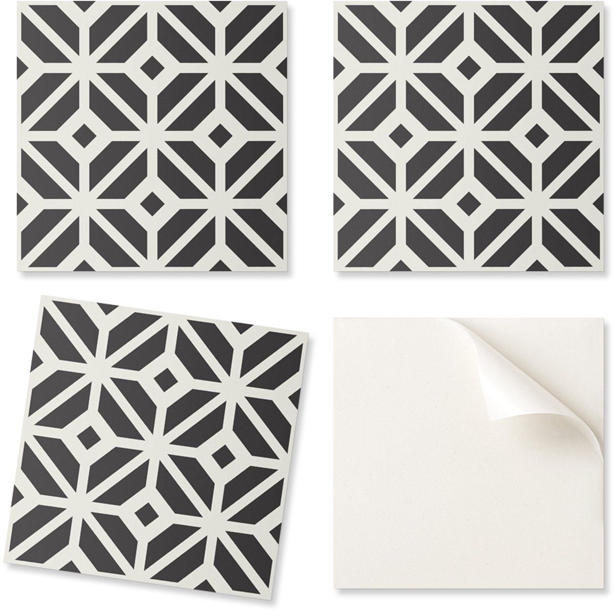 Zelfklevende vinyltegels met decoratieve print, geometrisch patroon met rhomben, 20x20x20 cm