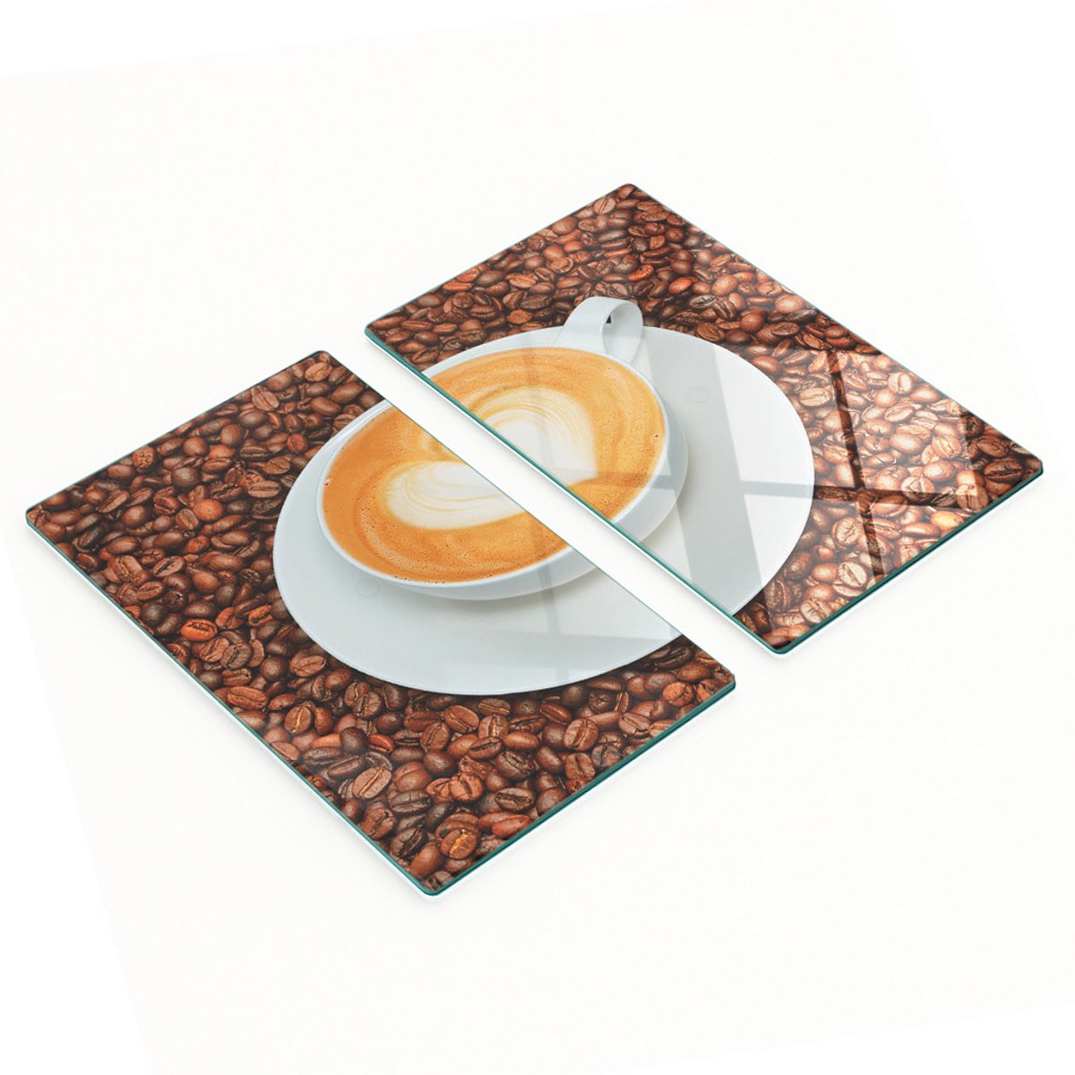 Keukenplanken van gehard glas met hartjes- en latte-nerfmotief, 2x30x52 cm