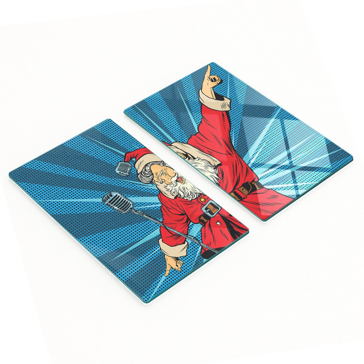 Decoratieve snijplanken van gehard glas met kerstmanmotief, 2x30x52 cm