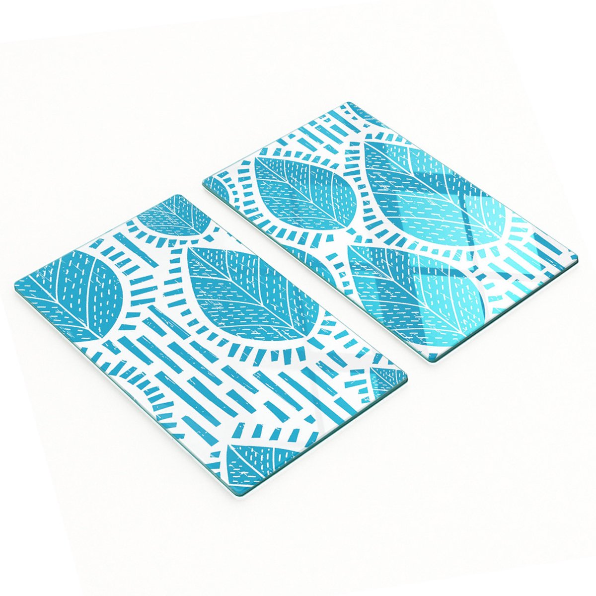 Decoratieve glazen snij- en serveerplanken met retro boommotief, 2x30x52 cm