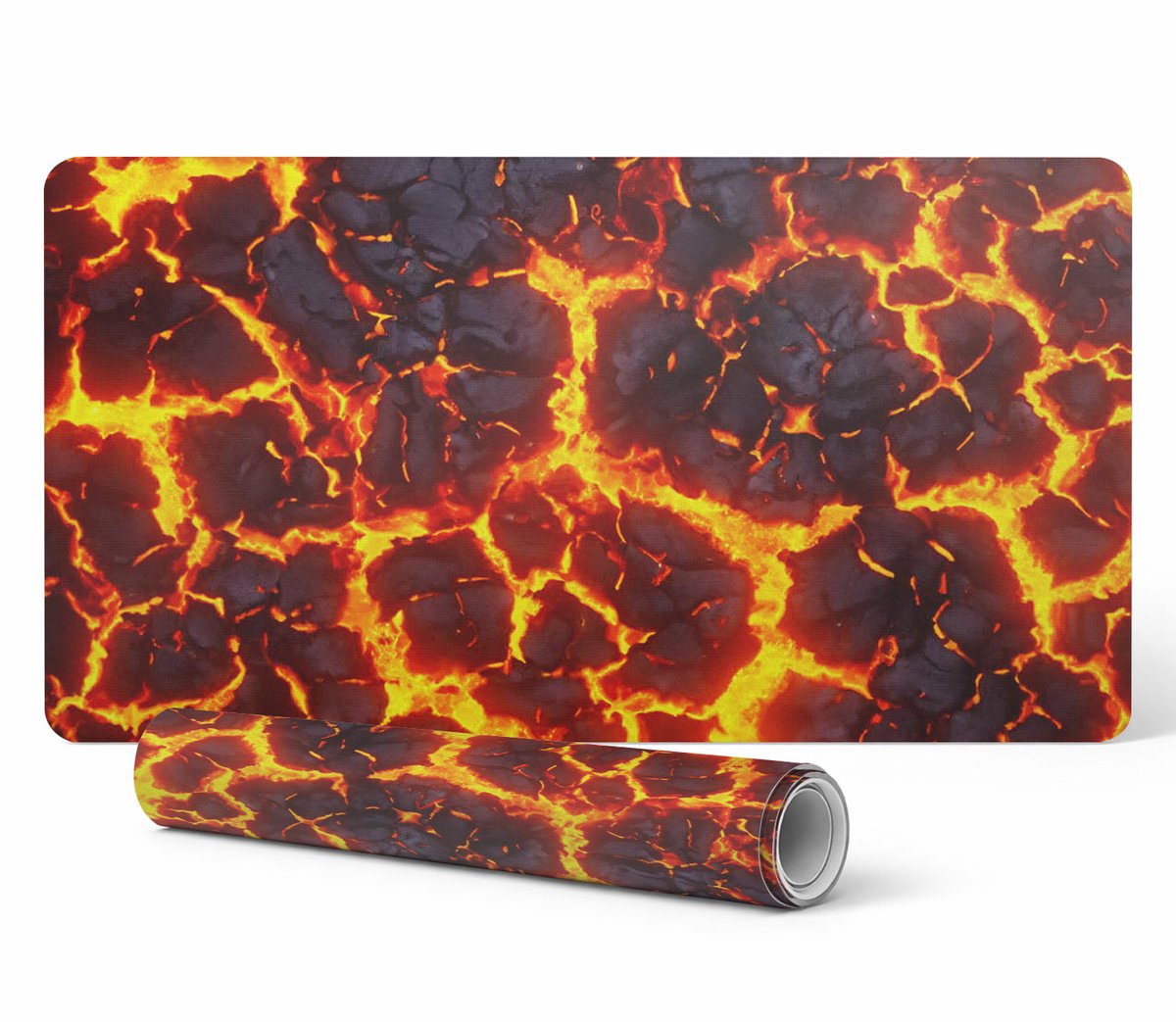 Antislip muis- en toetsenbordmat met gloeiende lavaprint, 120x60 cm