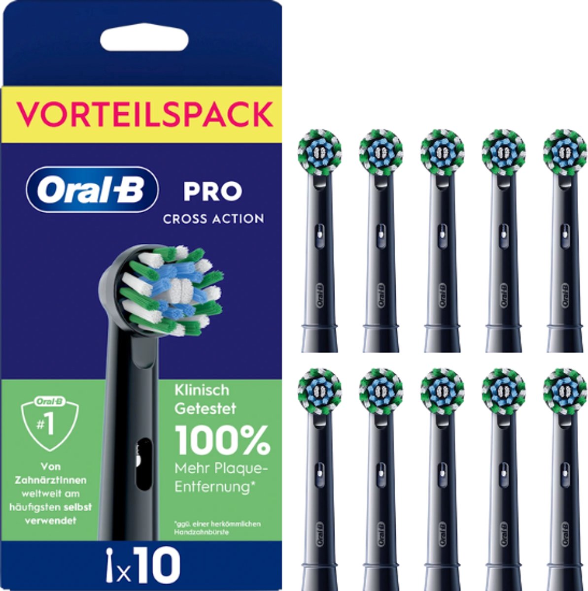 Oral-B Pro Cross Action - Opzetborstels - Zwart - 10 stuks