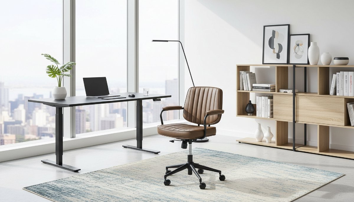 Bureaustoel Casa Velluto Berne Vintage – Retro Bureaustoel Bruin Kunstleer – Ergonomische Draaistoel met Kantelfunctie en Verstelbare Hoogte – Comfortabele Kantoorstoel voor Thuiswerk, Bureau en Werkplek thumbnail 2