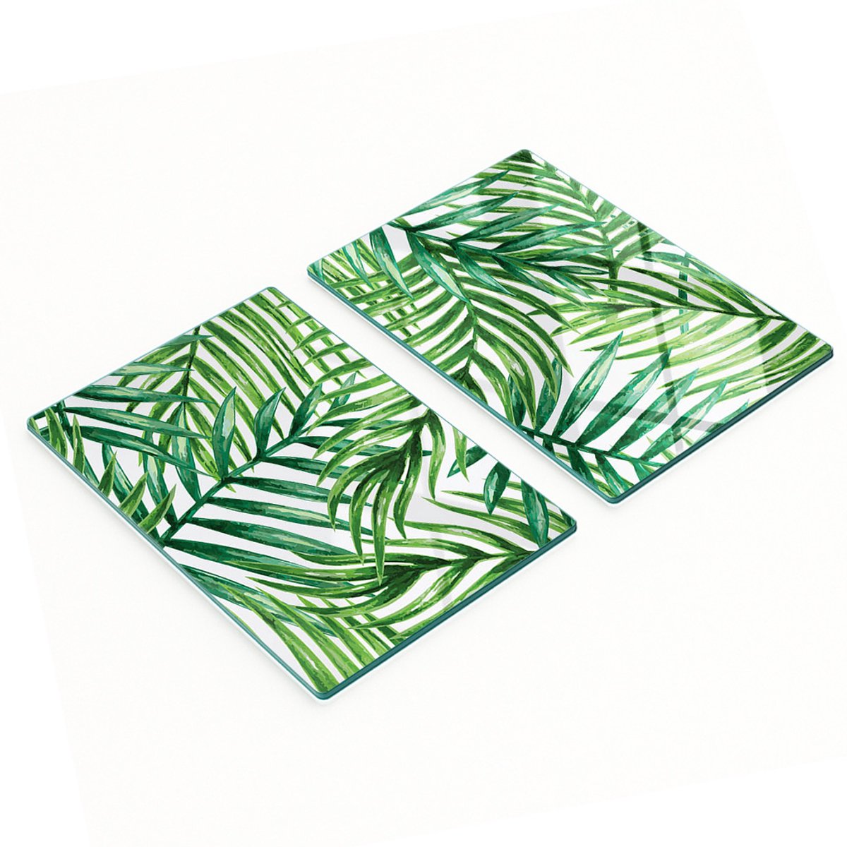 Glazen snijplanken met palmbladerenmotief, 2x40x52 cm