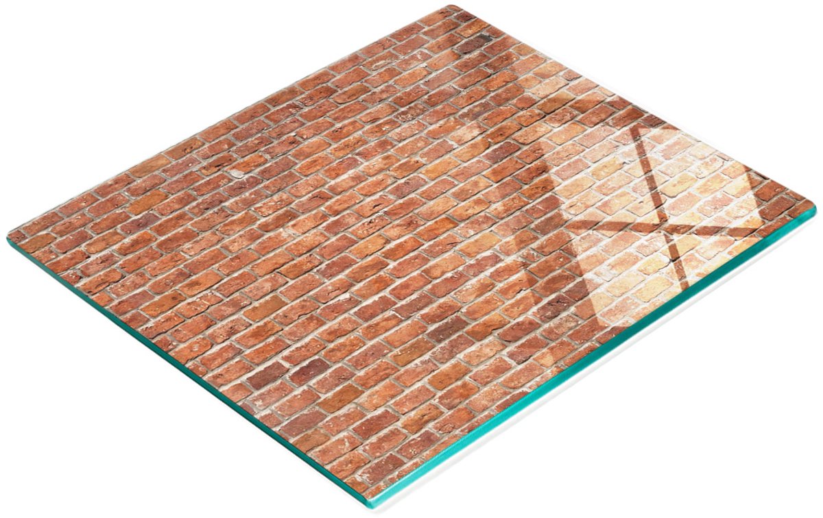 Decoratieve glazen keukensnijplank met bakstenen muurmotief, 60x52 cm