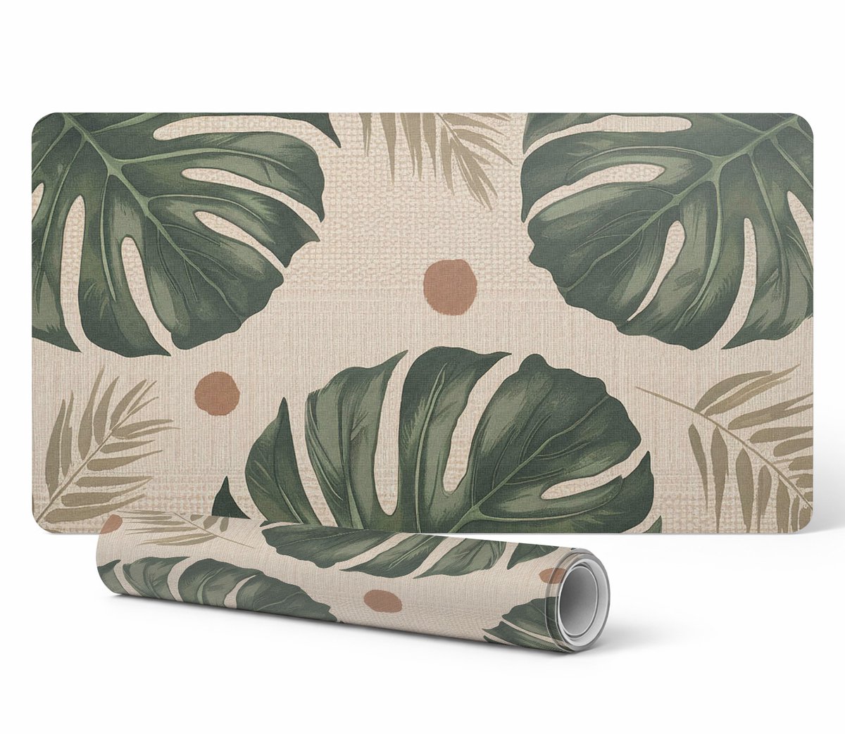 Antislip muis- en toetsenbordmat met tropische bladeren, 100x50 cm