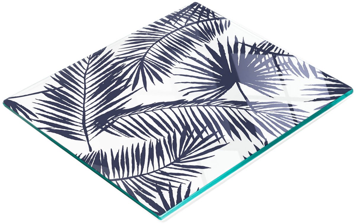 Decoratieve glazen snijplank met palmbladerenmotief, 60x52 cm