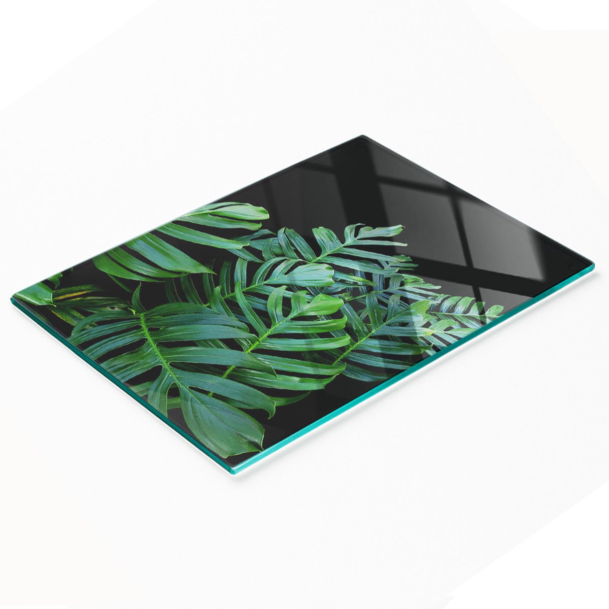 Serveerplank van gehard glas met Monstera-afbeeldingen, 80x52 cm