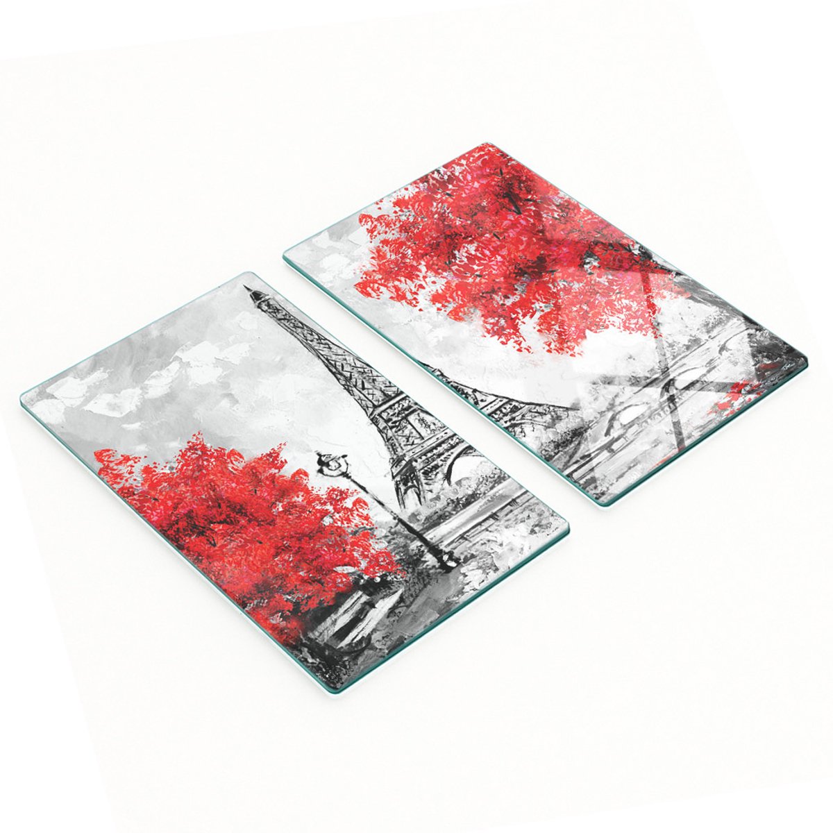 Set van twee glazen snijplanken met afbeelding van de Eiffeltoren in Parijs, 2x30x52 cm