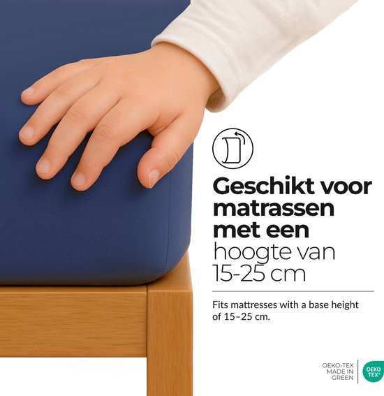 etérea Hoeslaken Jersey 80x160 - 80x180 cm Oekotex Made in Green - 100% coton - Marine