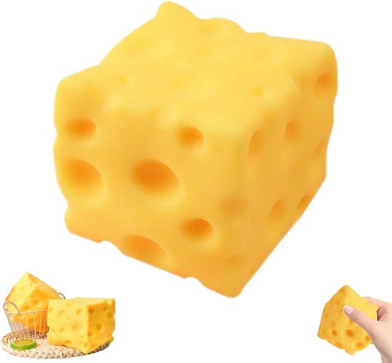 Jouet à presser doux en forme de fromage 7x7 Cm Anti-stress pour enfants et adultes