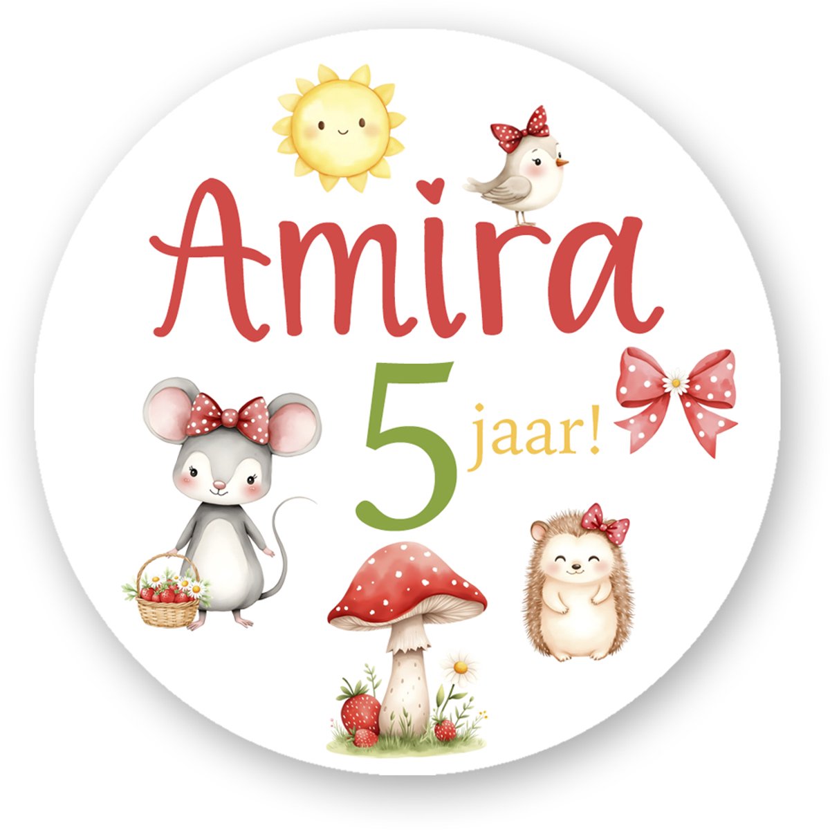 25x Gepersonaliseerde Traktatiestickers Naam & Leeftijd – 4 cm – Kindertraktatie Stickers
