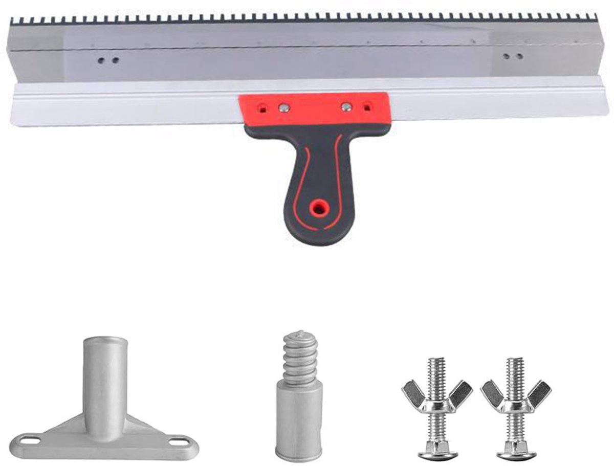 Oppervlaktepakking met Handgreephouder en Getande 56 cm - Grote Schraper voor Gipsgevel - Gips Spatel met Brede Kop - Zilver