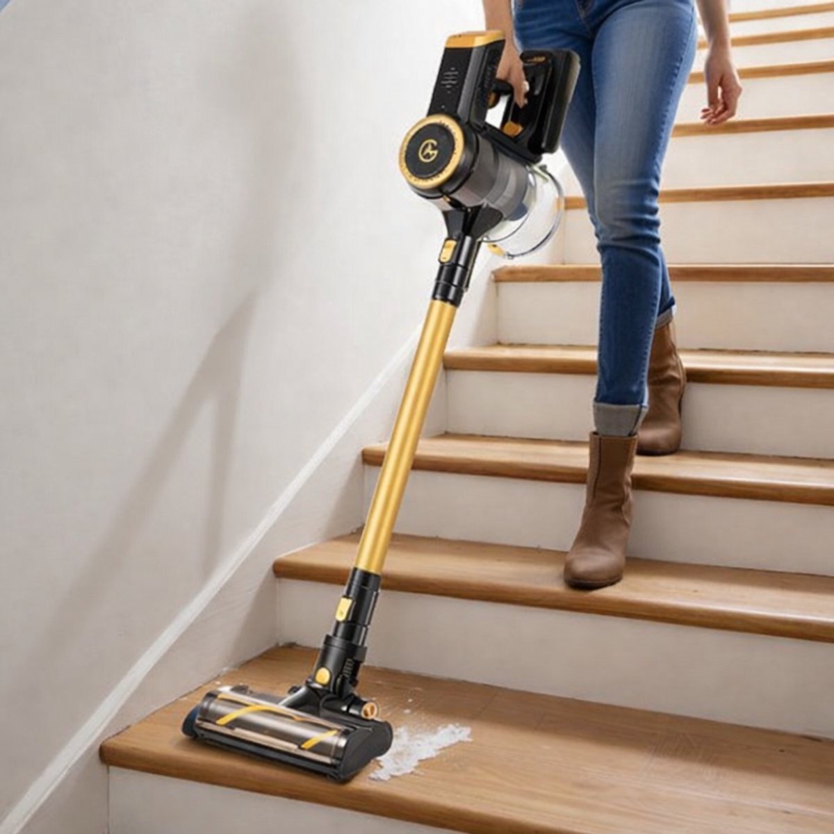 AG 2-in-1 Steelstofzuiger Draadloos – Inclusief Extra Batterij – 90 min Stofzuigen – Premium Gold – Krachtige Stofzuiger Zonder Zak – Geschikt voor Dierenharen – Compact & Lichtgewicht Kruimeldief – foto 7