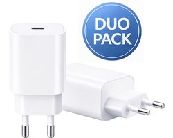 USB-C Oplader 20W – Duo Pack – 2× USB-C Snellader – Power Delivery Adapter – Snelle Telefoon Oplader