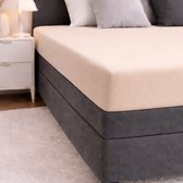 24-Bedding - Duopak 2 stuks !! - Jersey Hoeslaken - 100% katoen - 1 persoons - 80x220 cm - Beige - 30 cm