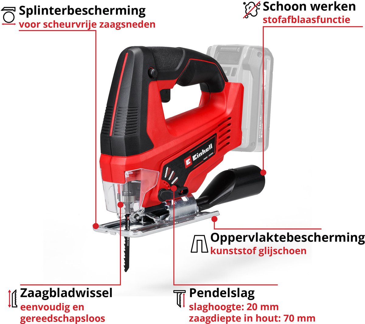 Einhell TC-JS 18 Li Solo: draadloze decoupeerzaag 18V thumbnail 2
